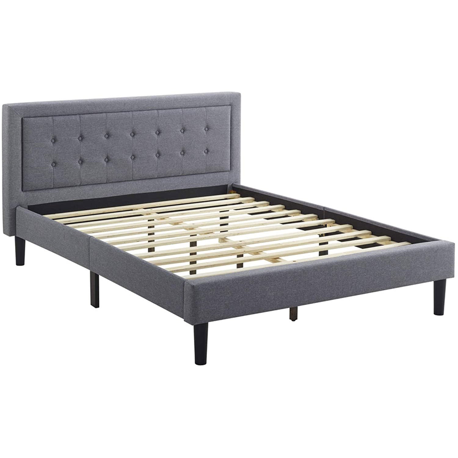 Classic Brands Mornington Upholstered Platform Bed Frame, Queen, Light Grey