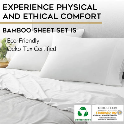 YnM 100 Percent Natural Bamboo Premium 400TC 4 Piece Sheet Set, King (Open Box)