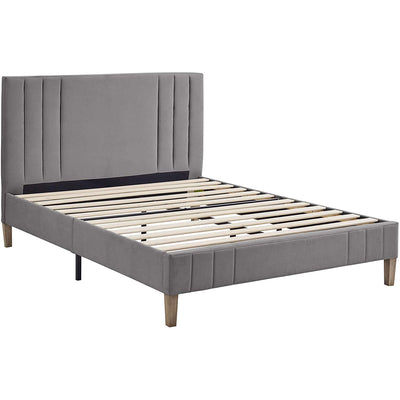 Classic Brands Chicago Tufted Upholstered Platform Bed Frame, Queen, Light Grey