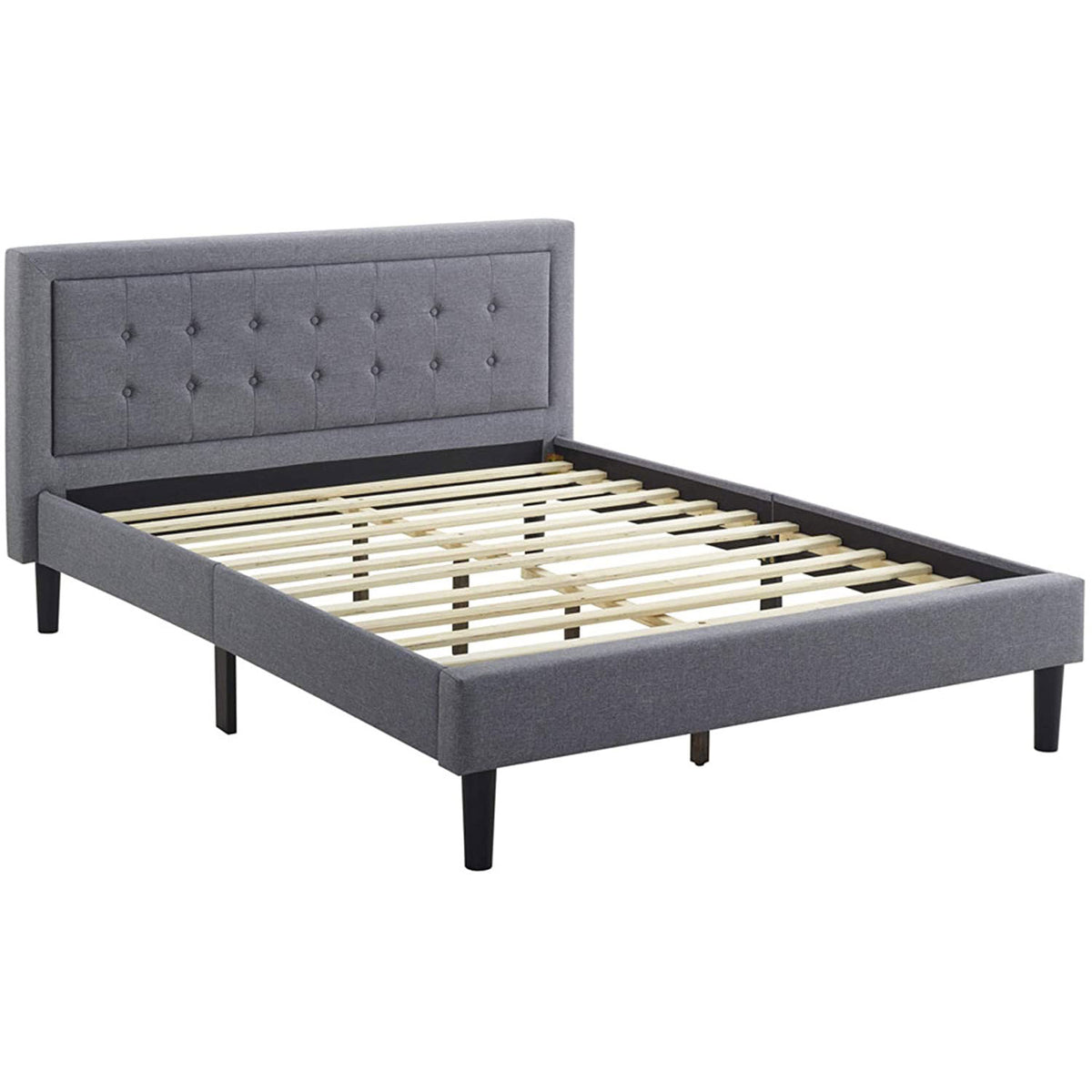 Classic Brands Mornington Tufted Upholstery Platform Bed Frame, Full, Light Grey