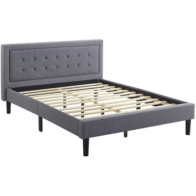 Classic Brands Mornington Tufted Upholstery Platform Bed Frame, Full, Light Grey