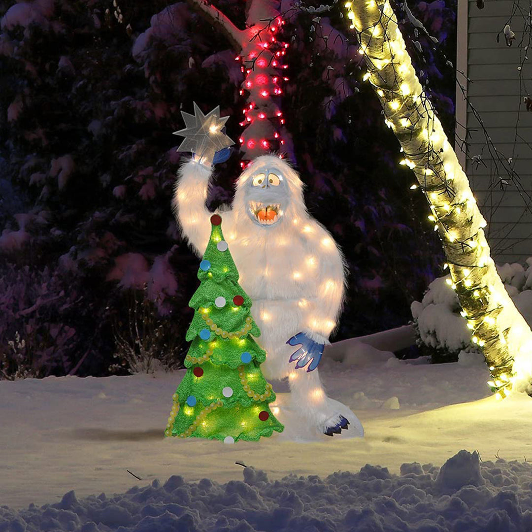 ProductWorks 32 Inch Bumble Christmas Tree Pre-Lit Yard Ornament Holiday Decor - VMInnovations