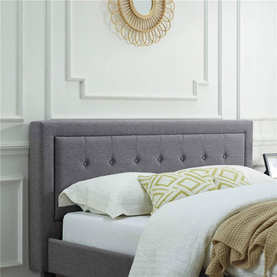 Classic Brands Mornington Tufted Upholstery Platform Bed Frame, King, Light Grey