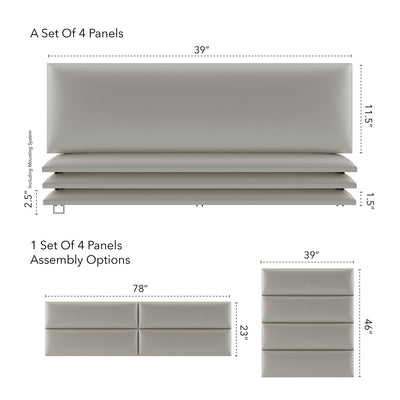 Vant 39 x 46" Floating Upholstered Décor Wall Panels, Metallic Champagne (4 Pk)