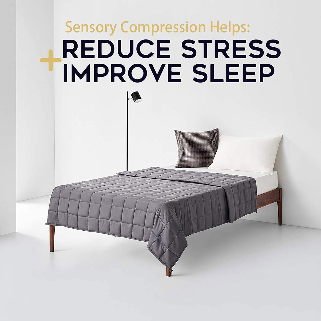 YnM Cotton 60x80 In 20Lb Weighted Blanket for Queen & King Beds,Grey (Open Box) - VMInnovations