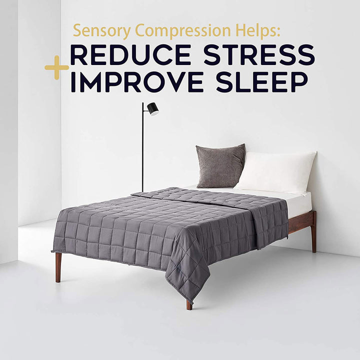 YnM Cotton 60x80 In 20Lb Weighted Blanket for Queen & King Beds,Grey (Open Box) - VMInnovations