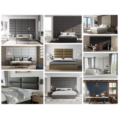 Vant 39 x 46 Inch Floating Upholstered Décor Wall Panels, Metallic Gold (4 Pack)