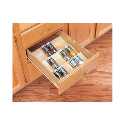 Rev-A-Shelf 4SDI-18 16 Inch Wood Spice Drawer Organizer Insert, Natural (2 Pack)