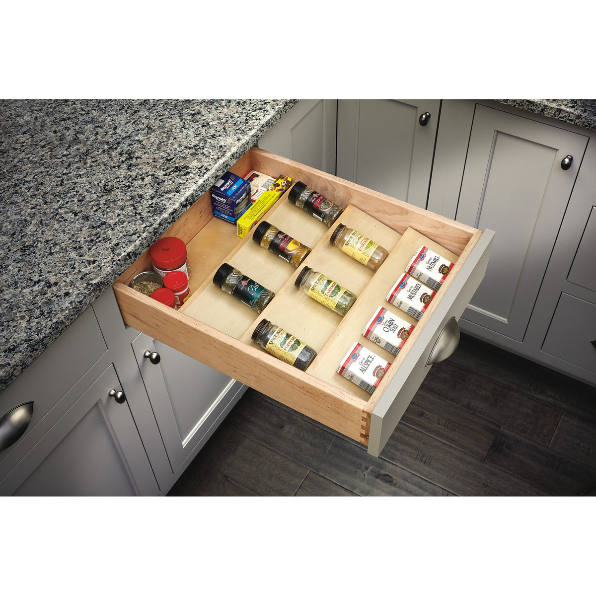 Rev-A-Shelf 4SDI-24 22-Inch 3-Tier Wood Spice Drawer Organizer Insert (Open Box)