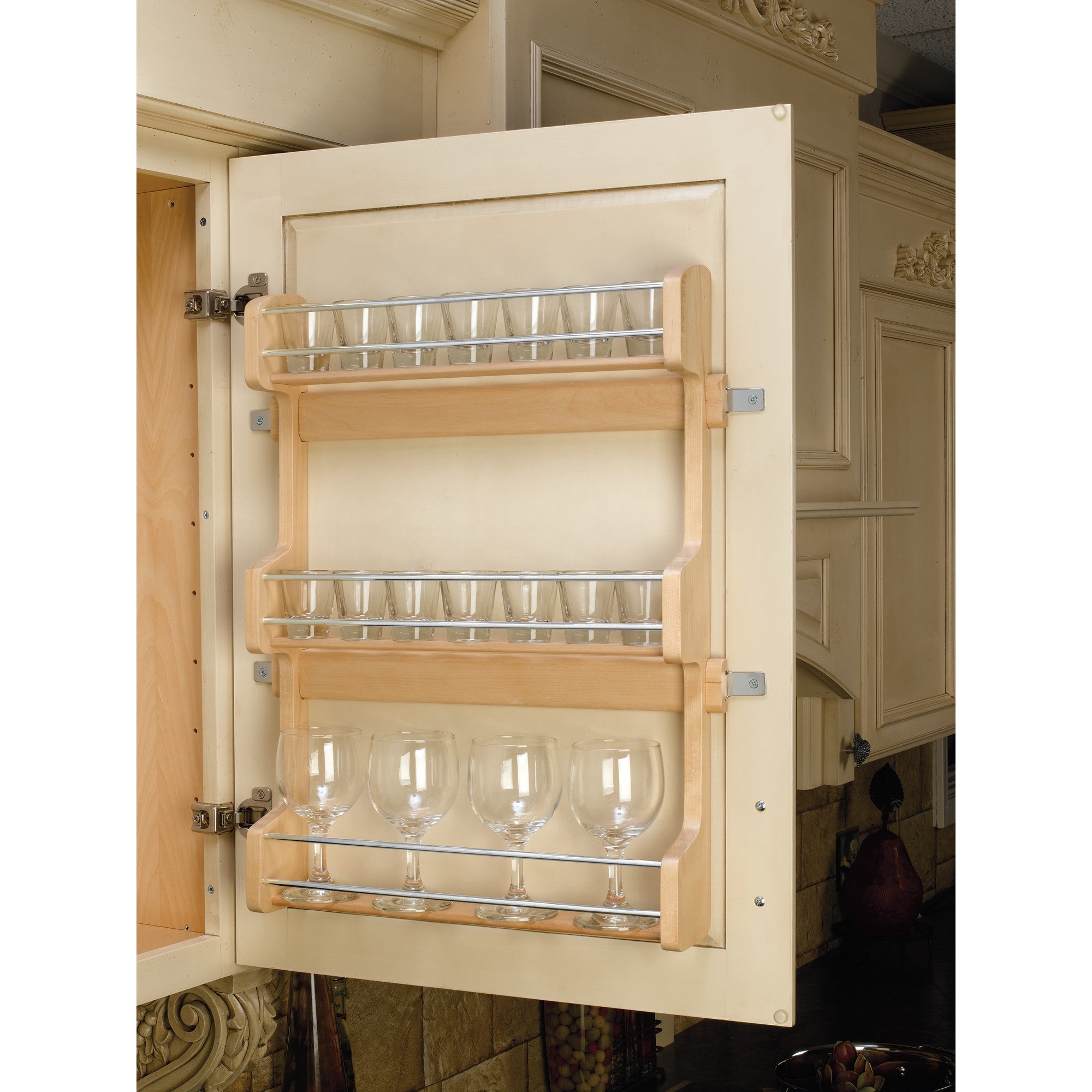Rev-A-Shelf 4SR-21 21" Cabinet Door Mount Wood 3-Shelf Storage Spice Rack (Used)
