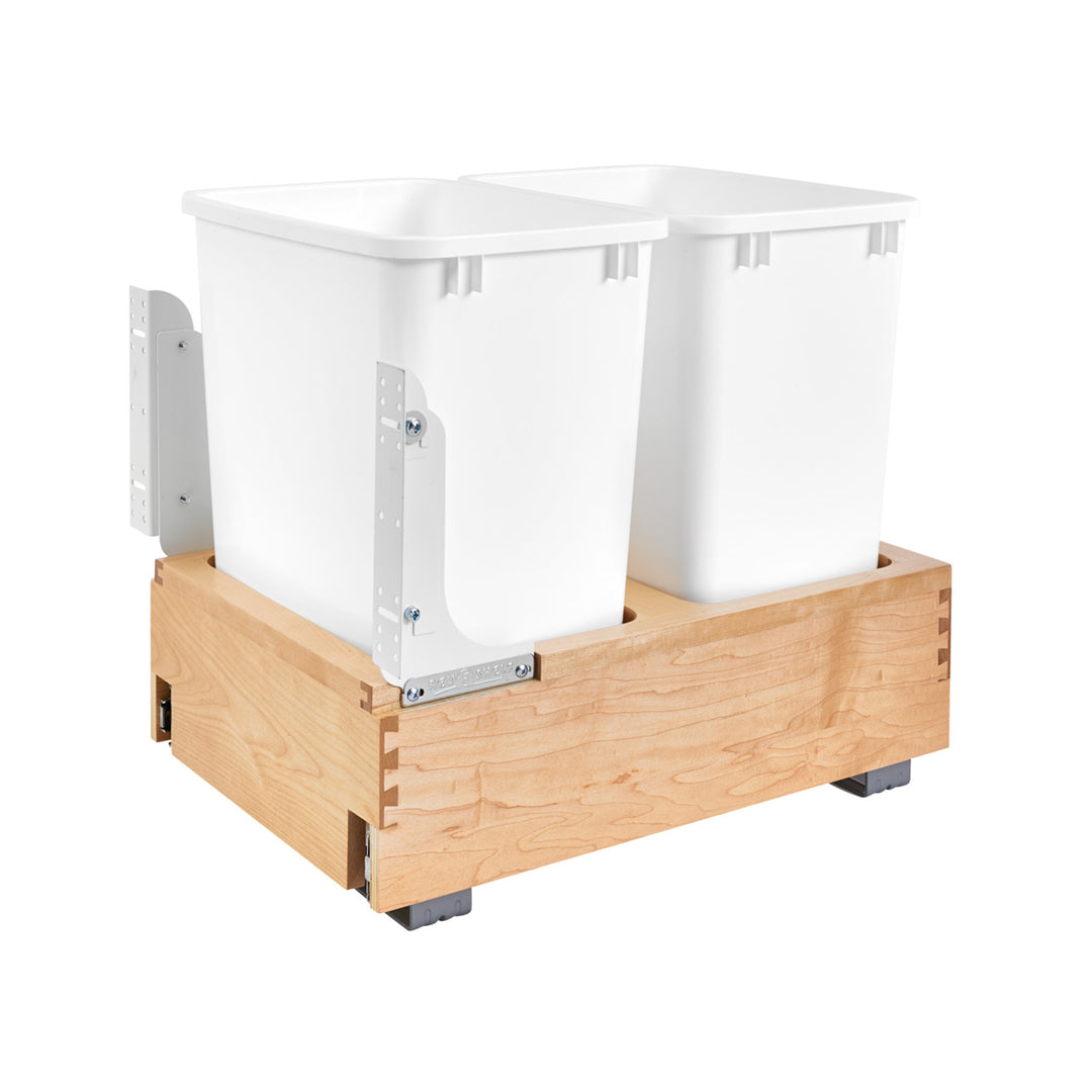 Rev-A-Shelf Double 35 qt. Maple Bottom Mount Pullout Waste Container,4WC-18DM2