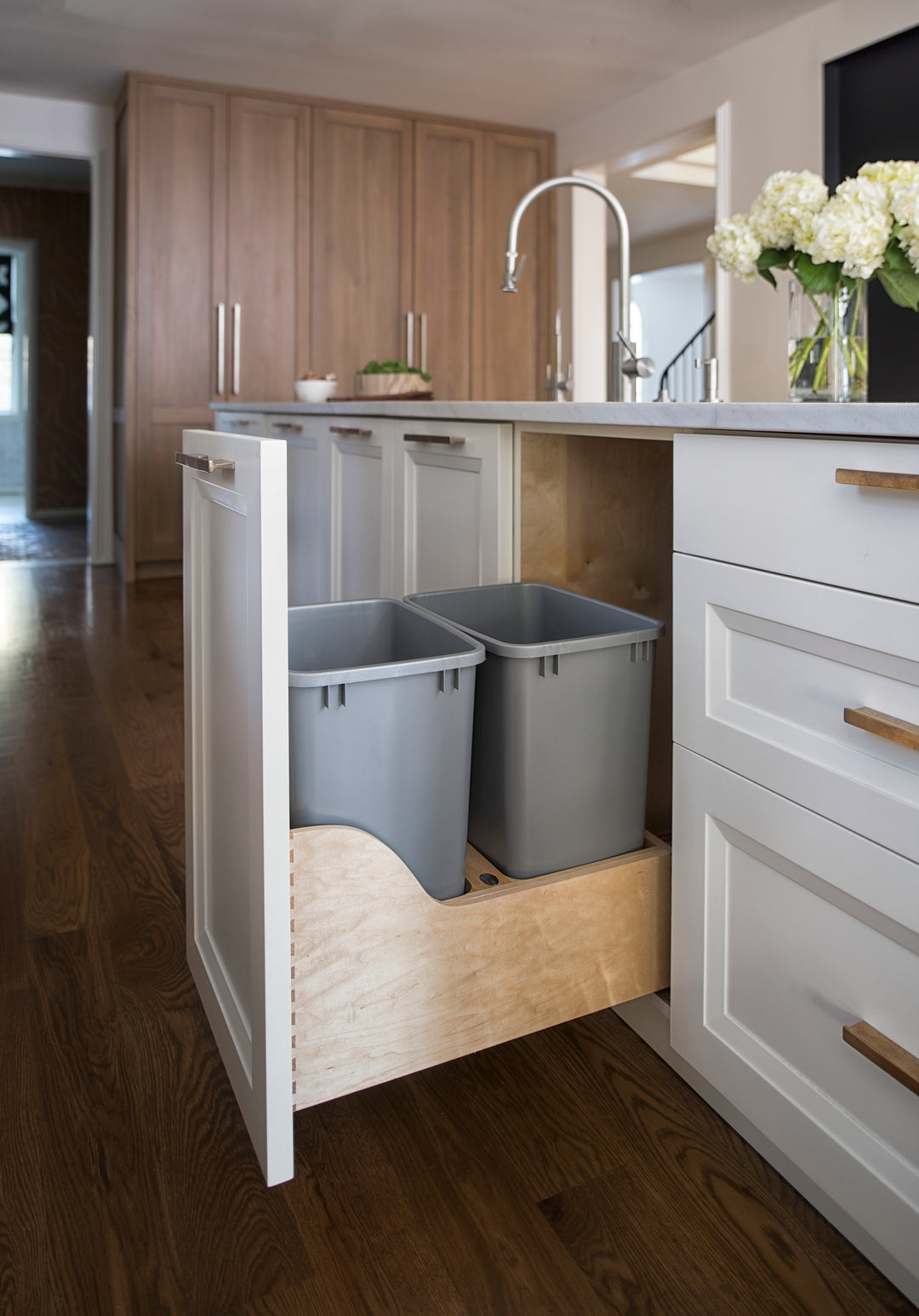 Rev-A-Shelf Dual Pullout Trash Cans 35 qt. with Soft-close Slides, 4WCSC-1835DM-2
