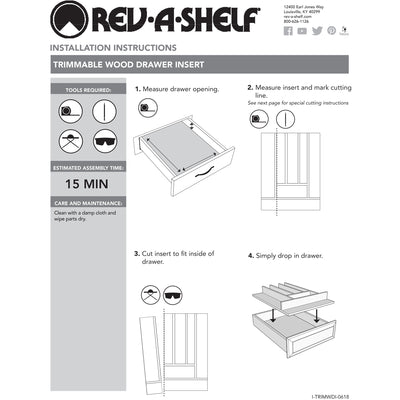 Rev-A-Shelf Double Knife Block Drawer Insert w/ 22 Inch Wood Spice Drawer Insert