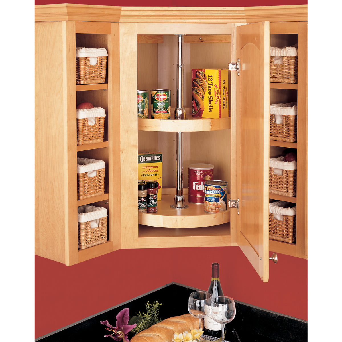 Rev-A-Shelf 4WLS072-20-52 20 Inch Wooden Cabinet 2 Shelf Full Circle Lazy Susan