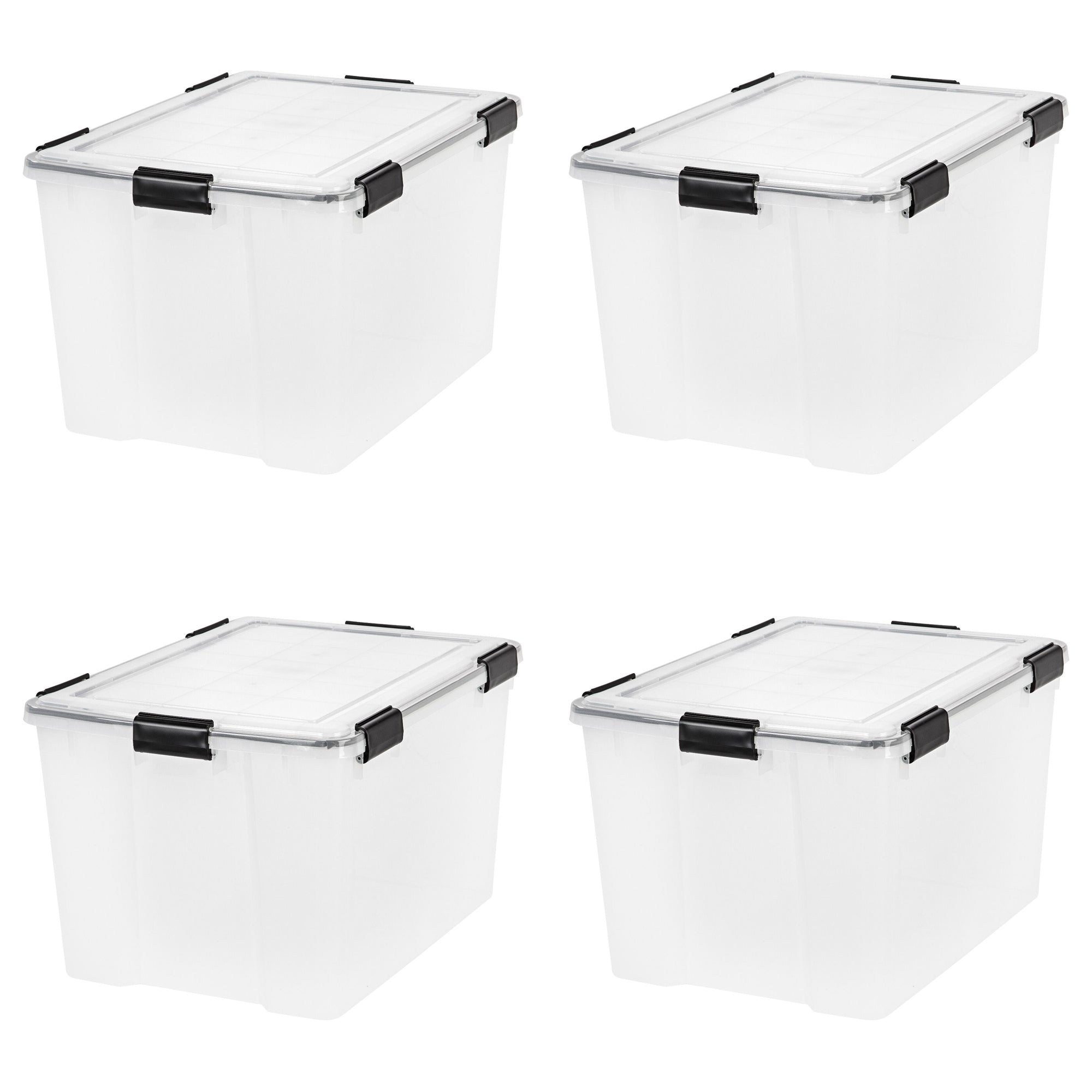 IRIS USA Weathertight 74 Quart Buckle Down Storage Latch Box Container (4 Pack)