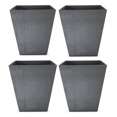 Suncast 16 Inch Farmington Rustic Wood Finish Garden Planter, Gray (4 Pack)