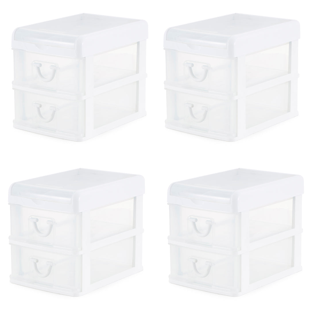 Gracious Living 2 Drawer Desktop Countertop Organizer with Flip Top Lid (4 Pack)