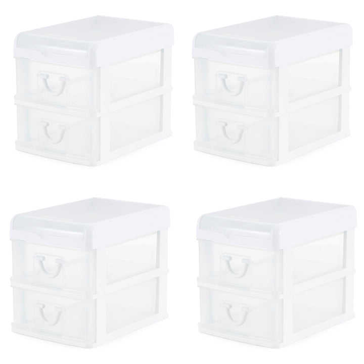 Gracious Living 2 Drawer Desktop Countertop Organizer with Flip Top Lid (4 Pack)