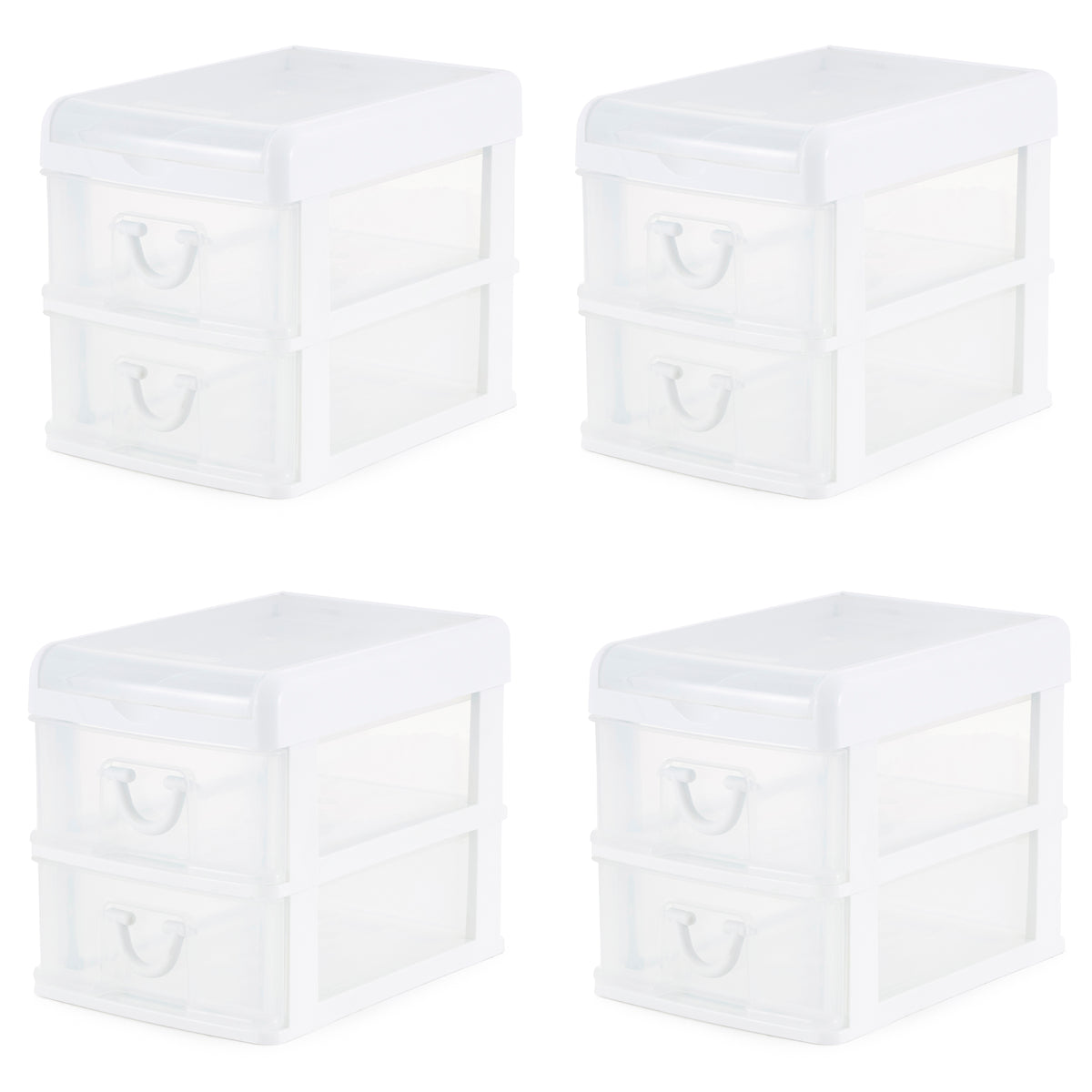Gracious Living 2 Drawer Desktop Countertop Organizer with Flip Top Lid (4 Pack)