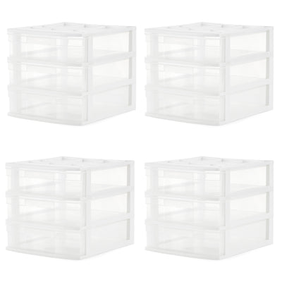 Gracious Living 3 Drawer Desktop Countertop Storage with Organizer Lid (4 Pack)