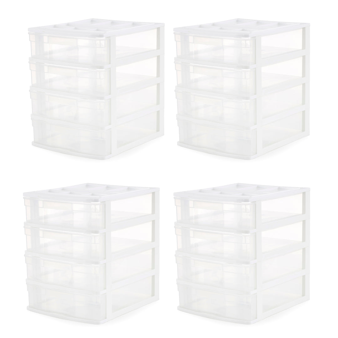 Gracious Living 4 Drawer Desktop Countertop Storage with Organizer Lid (4 Pack)