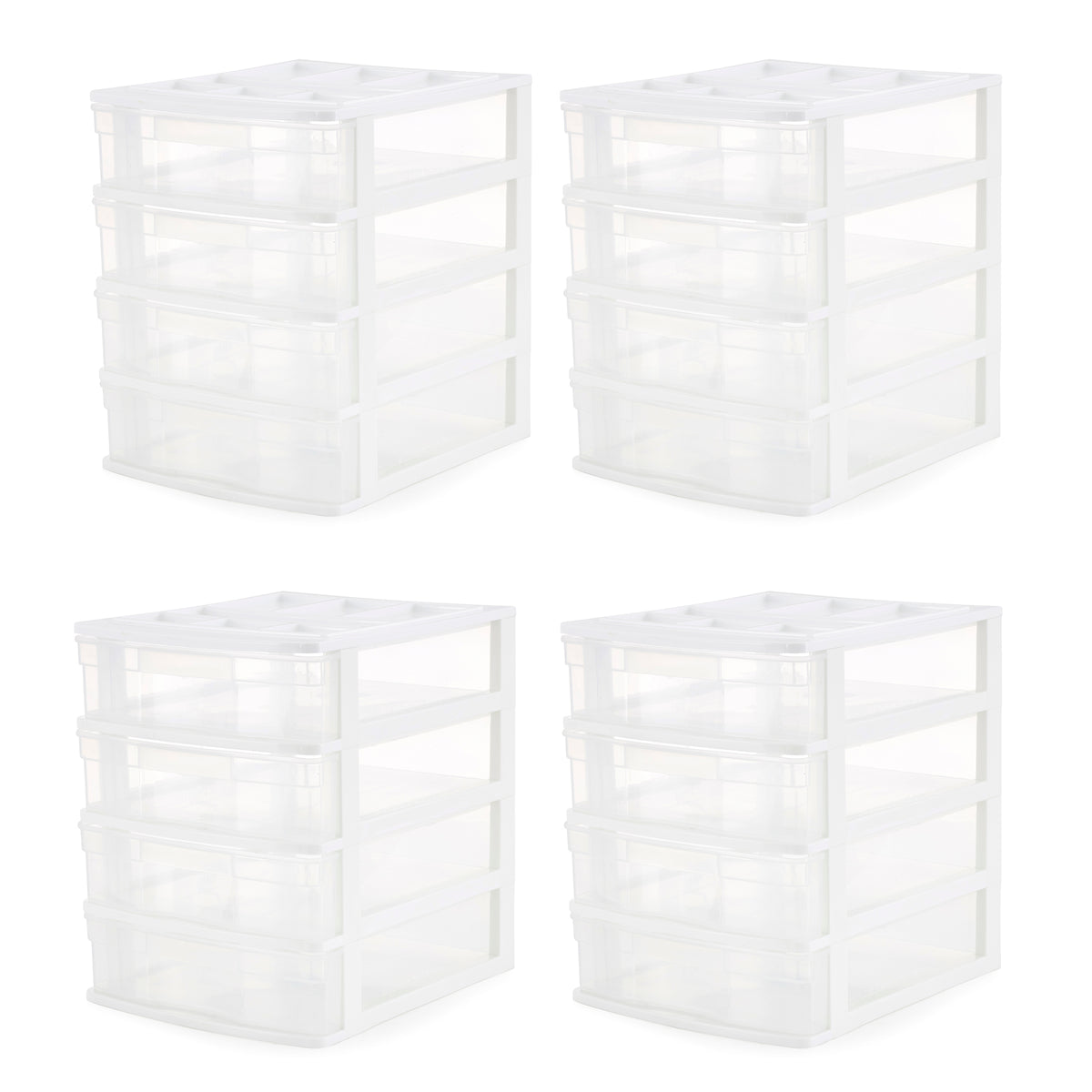 Gracious Living 4 Drawer Desktop Countertop Storage with Organizer Lid (4 Pack)