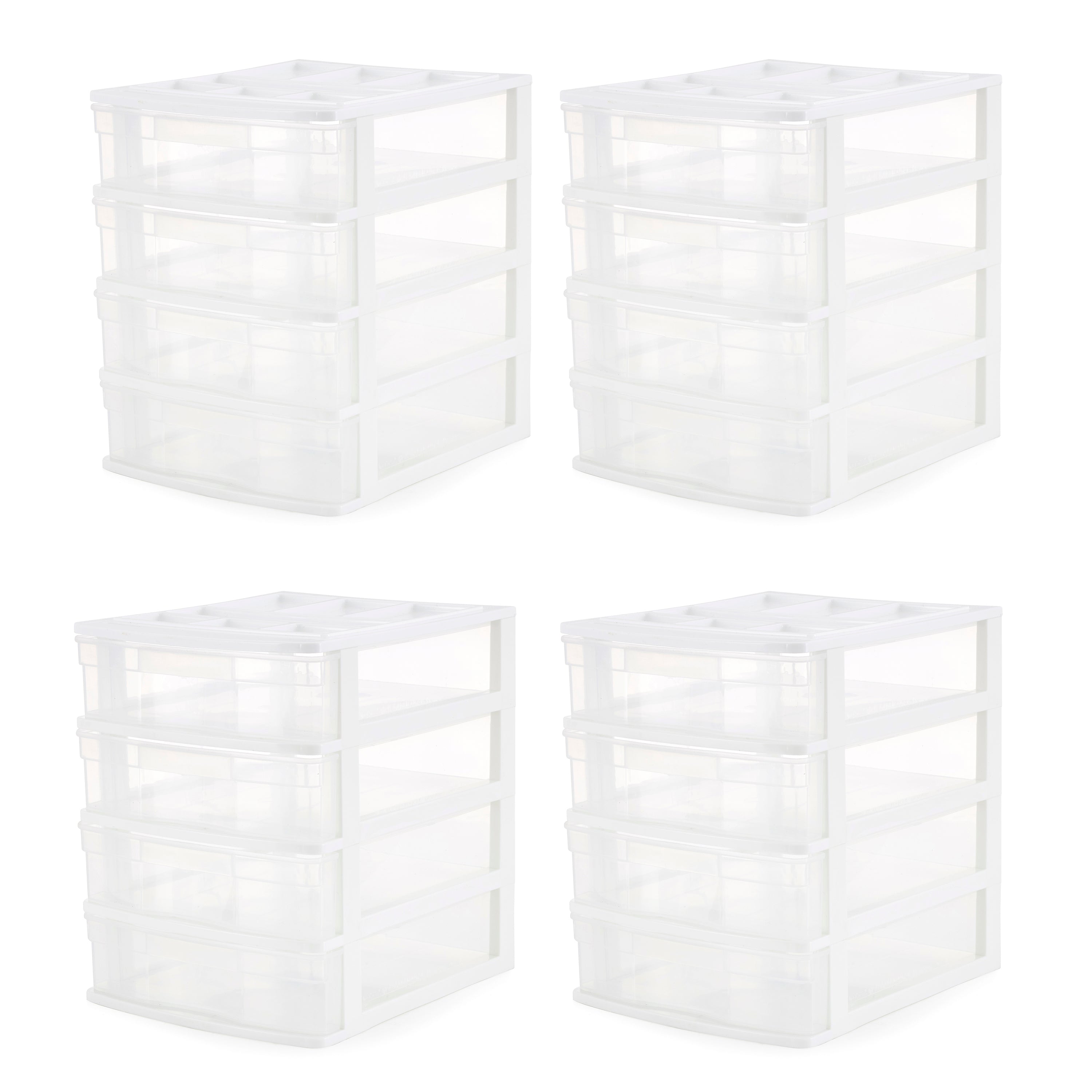Gracious Living 4 Drawer Desktop Countertop Storage with Organizer Lid (4 Pack)