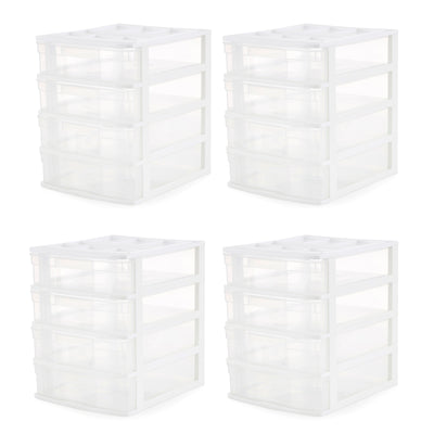 Gracious Living 4 Drawer Desktop Countertop Storage with Organizer Lid (4 Pack)