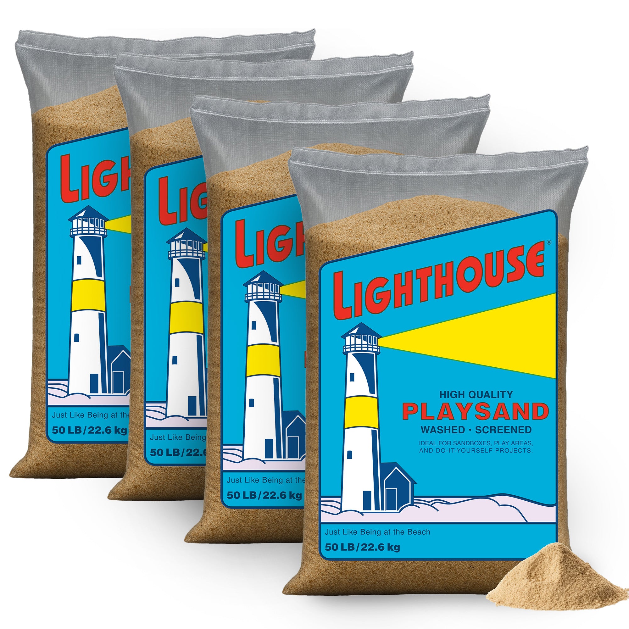 US Silica 4 Pack Lighthouse Comfortable Play Sand for Sand Tables, Beige, 50 Lbs