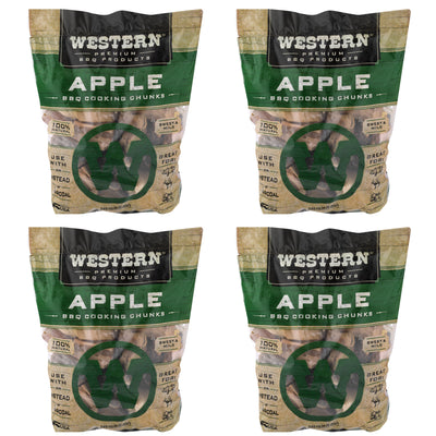 Western BBQ 549 Cu In Premium Apple Wood BBQ Grill/Smoker Cooking Chips (4 Pack)