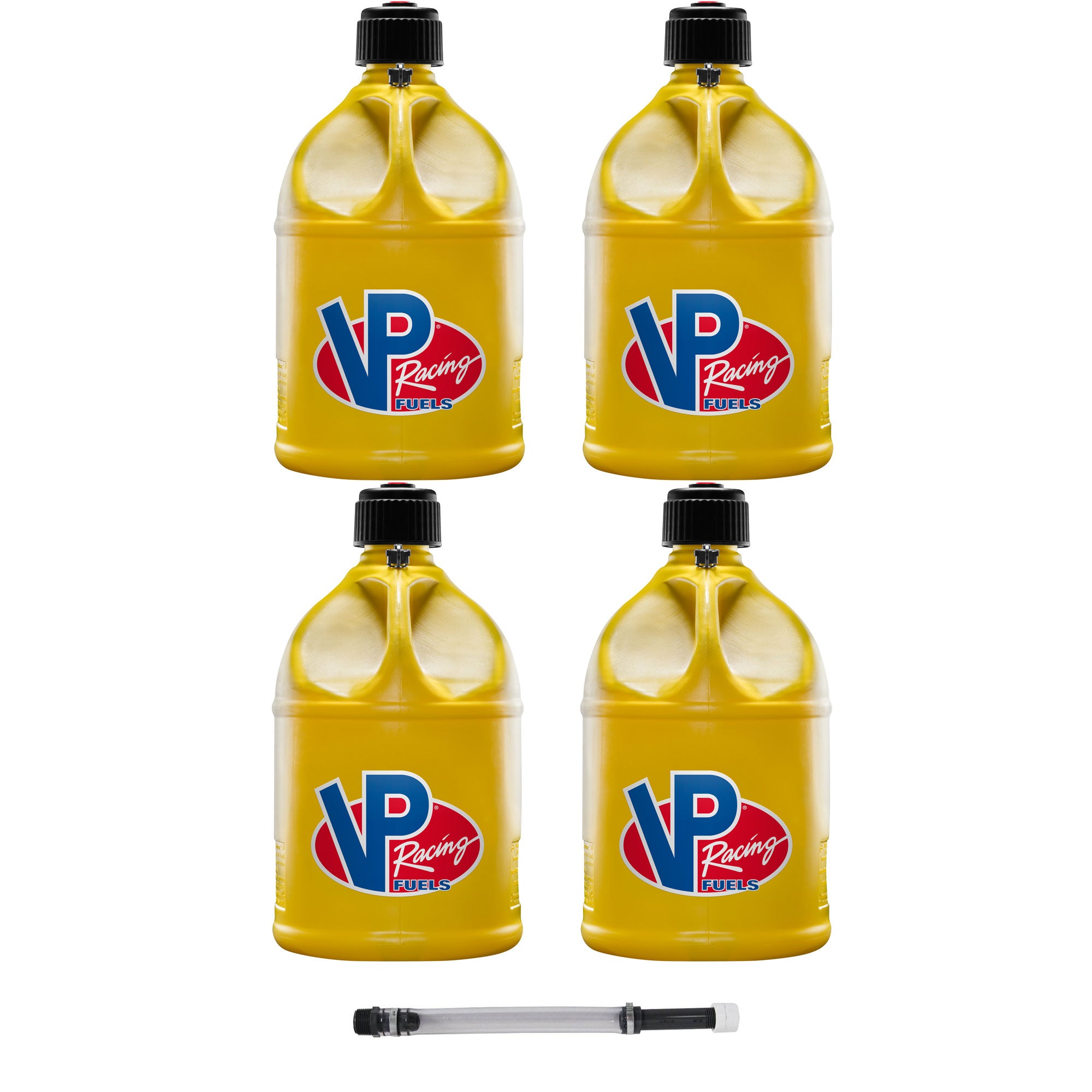VP Racing Motorsport 5.5 Gallon Round Plastic Utility Jug (4 Pack) & 14 Inch Hose