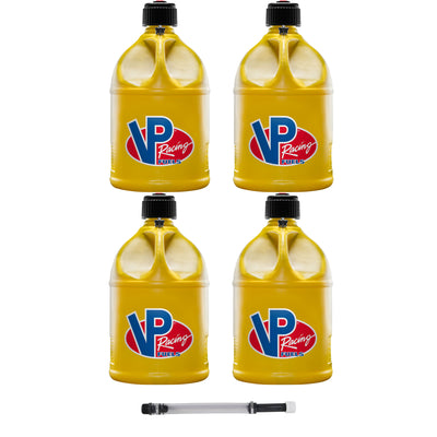 VP Racing Motorsport 5.5 Gallon Round Plastic Utility Jug (4 Pack) & 14 Inch Hose