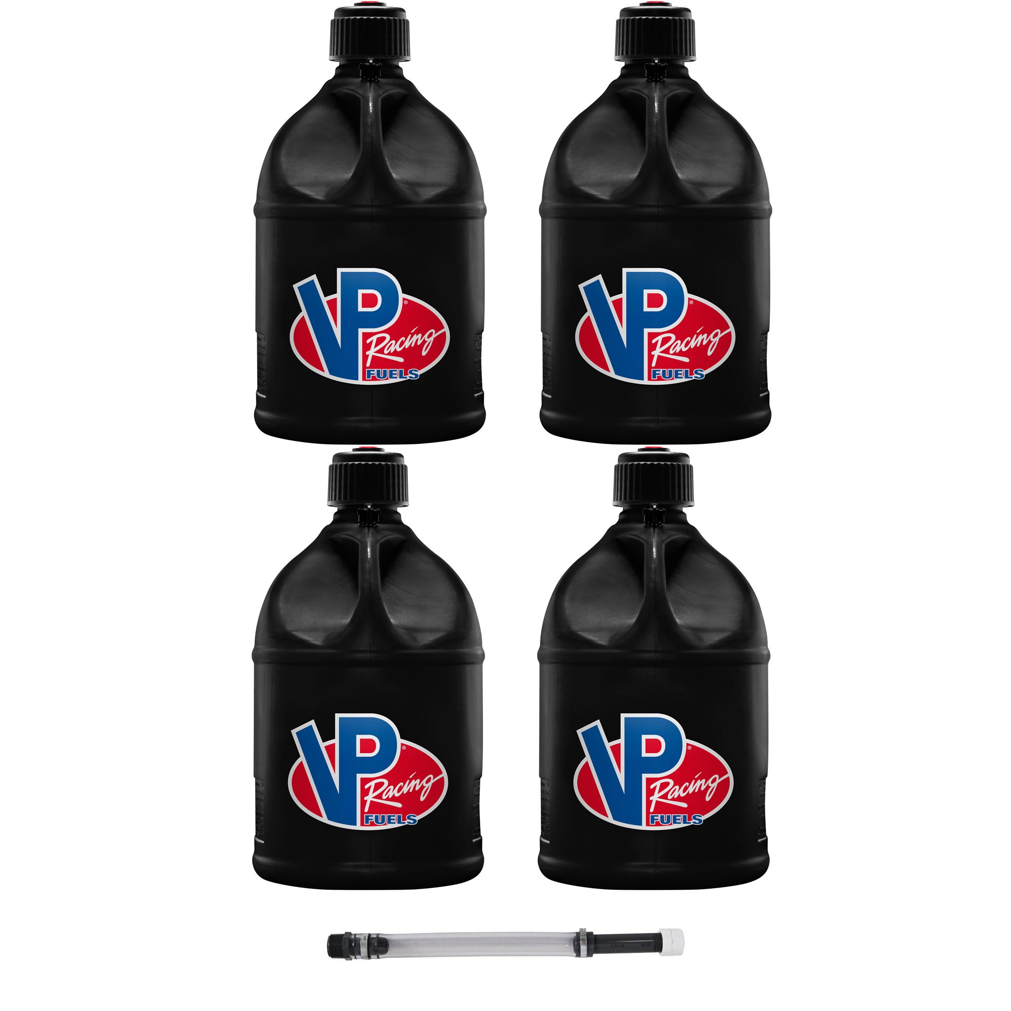 VP Racing 5.5 Gallon Round Plastic Utility Jug (4 Pack) & 14 Inch Hose