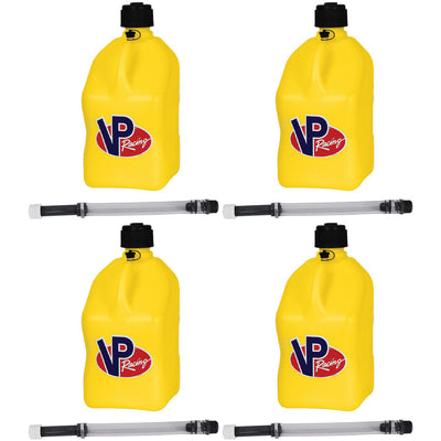 VP Racing Fuels Motorsport 5.5 Gallon Utility Jug Yellow w/ 14 In Hose (4 Pack)