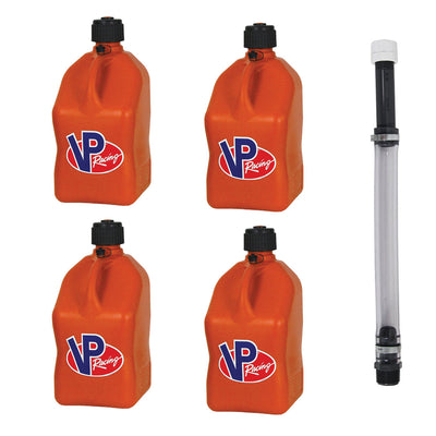VP Racing Fuels 5.5 Gallon Utility Jugs with Deluxe Filler Hose, Orange (4 Pack)