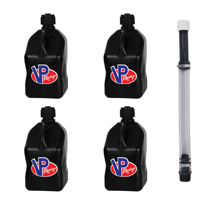 VP Racing Fuels 5.5 Gallon Utility Jugs with Deluxe Filler Hoses, Black (4 Pack)
