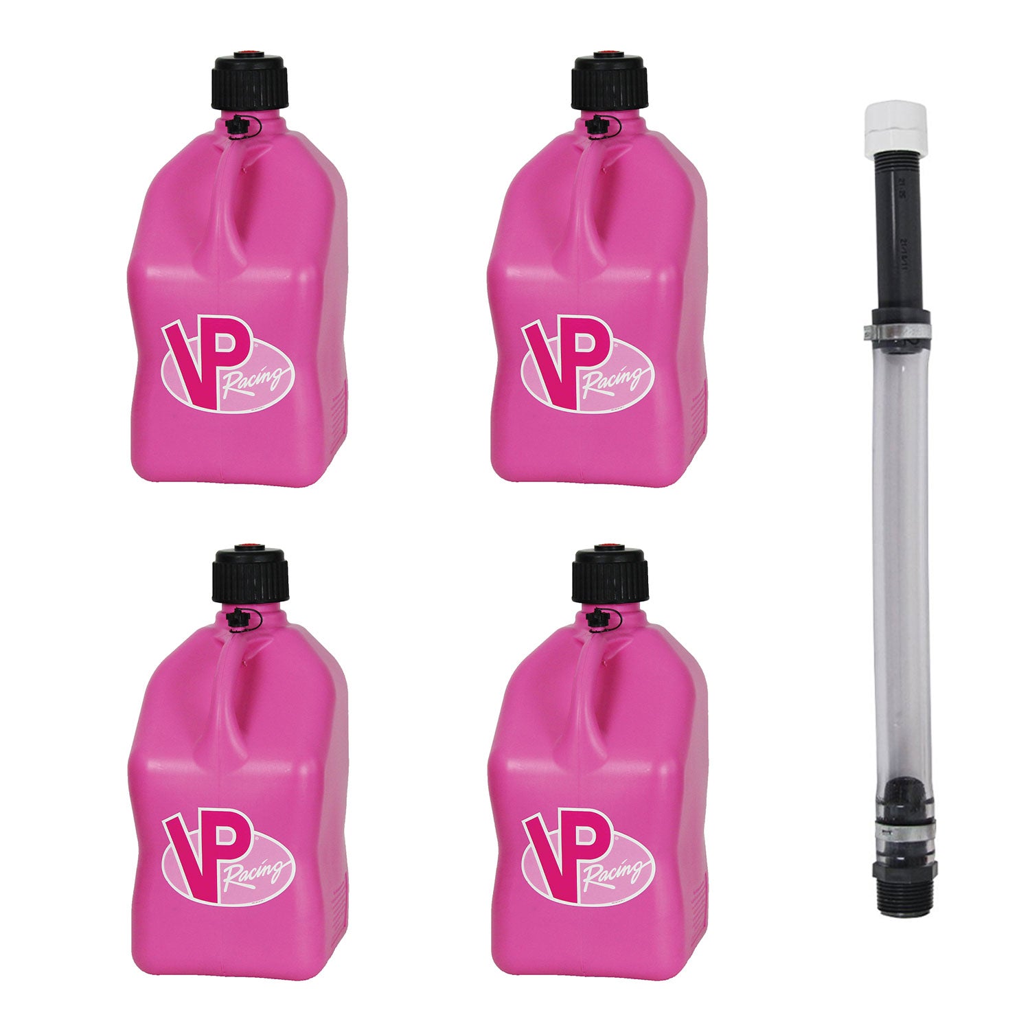 VP Racing 5 Gallon Motorsport Racing Utility Jug (4 Pack) and 14 Inch Hose Kit