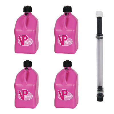 VP Racing 5 Gallon Motorsport Racing Utility Jug (4 Pack) and 14 Inch Hose Kit