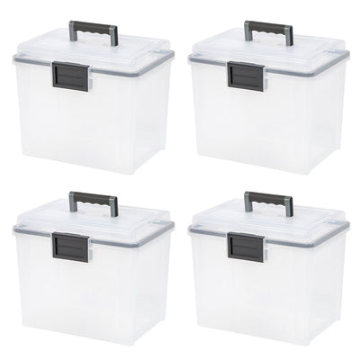 IRIS USA 19 Quart Letter Size Weathertight File Box, Clear (4 Pack) (Open Box)