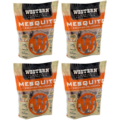 Western Premium BBQ 1.3 Cu Ft Mesquite Flavor Wood Cooking Chunks Chips (4 Pack)