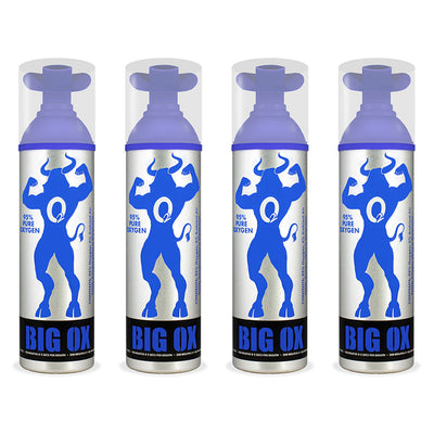 Big Ox O2 10 Liter Aluminum Can of Refreshing Oxygen with Mouthpiece (4 Pack)