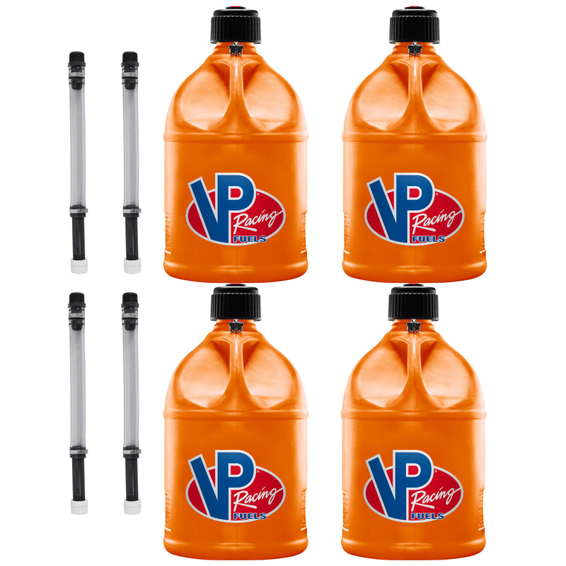 VP Racing Motorsport 5.5 Gallon Round Plastic Utility Jug (4 Pack) & Hose (4 Pack)