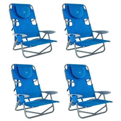 Ostrich On-Your-Back Outdoor Lounge 5 Position Reclining Beach Chair (4 Pack) - VMInnovations