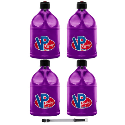 VP Racing Motorsport 5 Gallon Round Plastic Utility Jug (4 Pack) & 14 Inch Hose