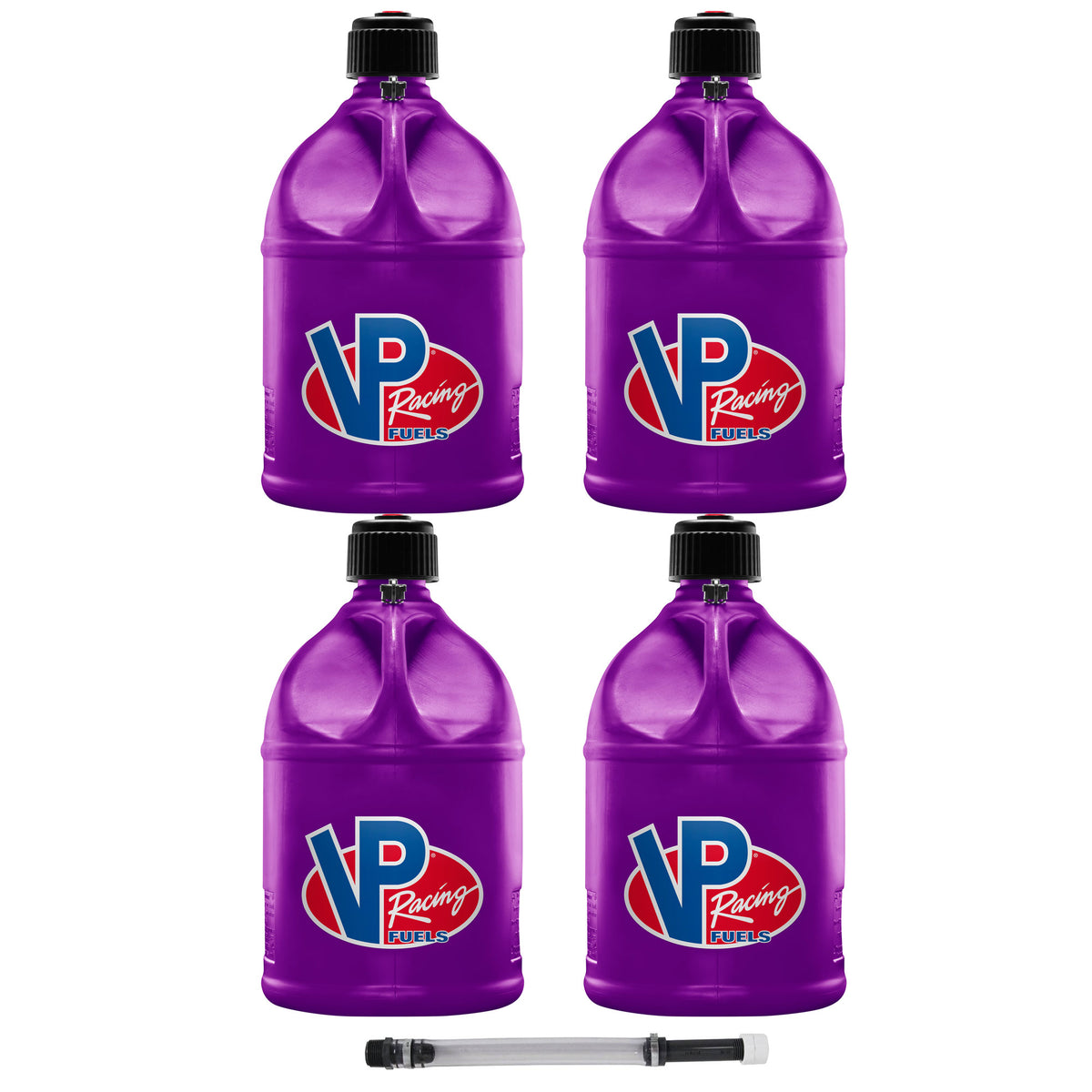 VP Racing Motorsport 5 Gallon Round Plastic Utility Jug (4 Pack) & 14 Inch Hose