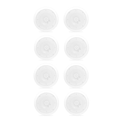 Pyle 8 Inch 400 Watt 2 Way Indoor/Outdoor In Wall Ceiling Speaker, White, 4 Pair