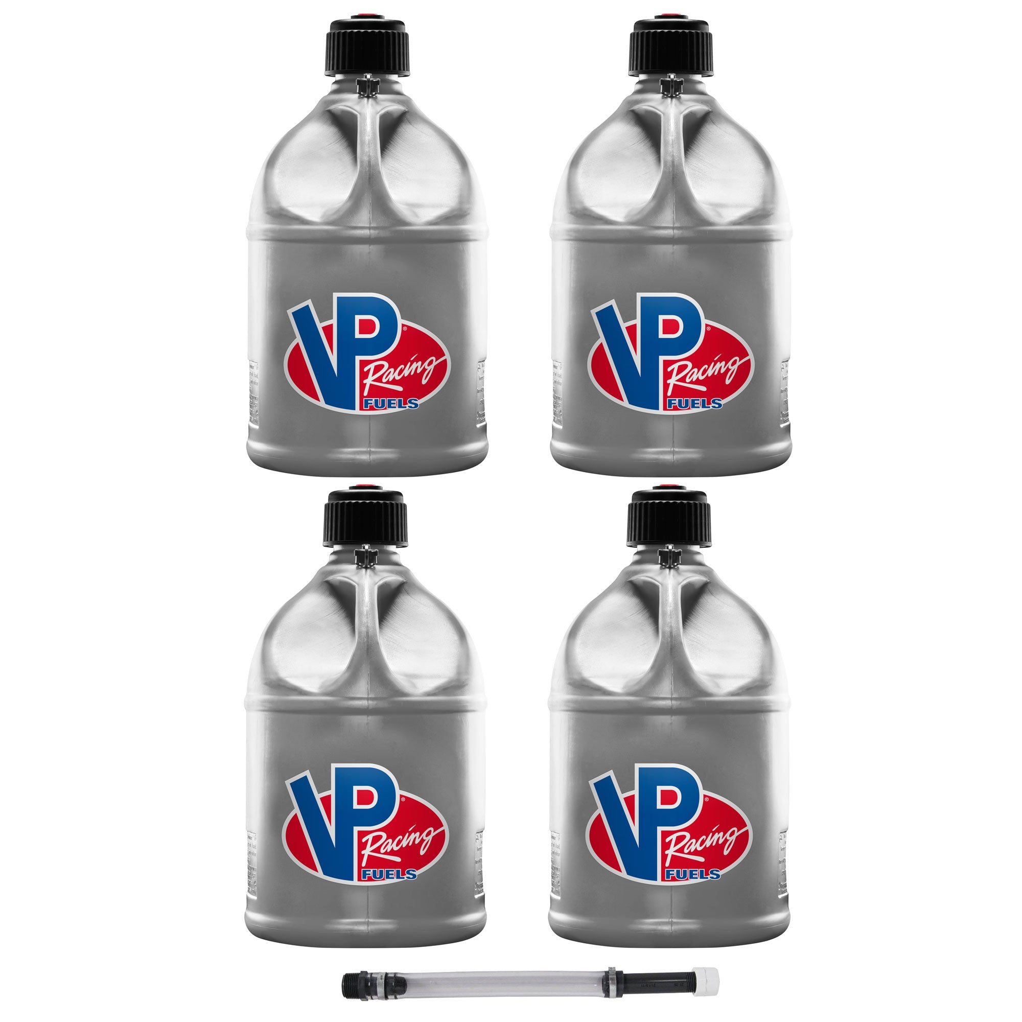 VP Racing 5 Gallon Round Plastic Utility Jug (4 Pack) & 14 Inch Hose