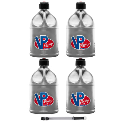 VP Racing 5 Gallon Round Plastic Utility Jug (4 Pack) & 14 Inch Hose