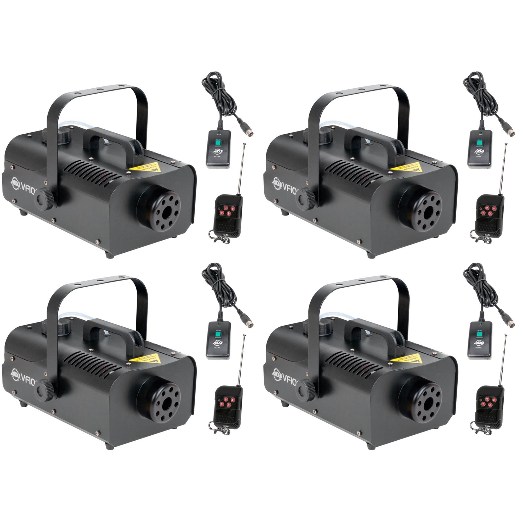 American DJ VF1000 1000W 1 Liter Mobile Smoke Fog Machine with Remotes (4 Pack)