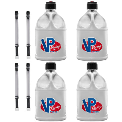 VP Racing Motorsport 5.5 Gallon Round Plastic Utility Jug (4 Pack) & Hose (4 Pack)